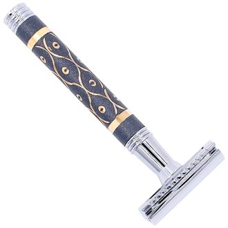 Parker Three-piece 65R Super Heavyweight safety razor - Dark gray & Gold, Sandstone Textured