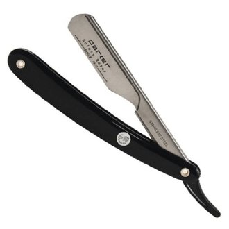 Parker PTB Straight blade barber razor with push type blade - Black resin