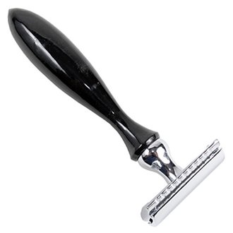 Parker 12R Buffalo Horn Handle 3 Piece Safety Razor - Black