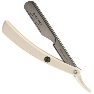 Parker PTW Straight blade barber razor with push type blade - White resin