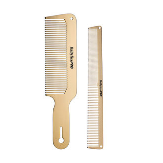BaByliss PRO Barberology Clipper and Cutting GoldFX Metal Comb Set (19.05cm/7.5" et 22.8cm/9")  - Gold