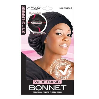 Bonnet en satin à bande élastique 21" X-Large - Noir Bonnet en satin à bande élastique 21" X-Large - Noir