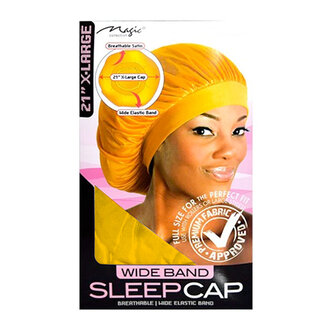 Bonnet de nuit en satin à bande élastique 21" X-Large - Jaune Bonnet de nuit en satin à bande élastique 21" X-Large - Jaune