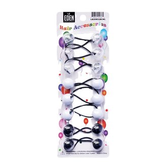 Eden Hair Accessories Boules élastiques - Noir, blanc et transparent Eden Hair Accessories Boules élastiques - Noir, blanc et transparent