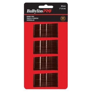BaByliss PRO Épingles à cheveux gaufrées avec pointe 5cm/2" (60 pinces) - Brun