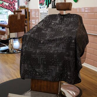 Cape Gang Patch BLK Barber Cape - Black