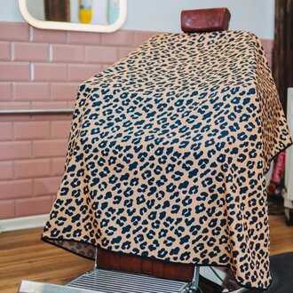 Cape Gang Leopard Barber Cape - Black & Tan