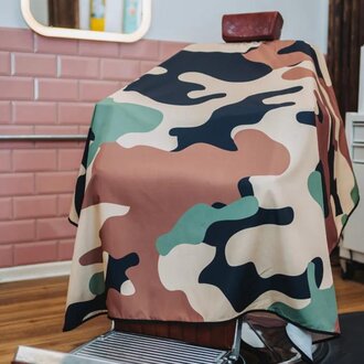 Cape Gang Camo Barber Cape - Black & Tan