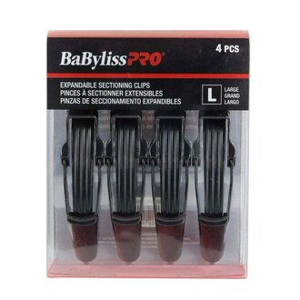 BaByliss PRO Pinces de sectionnement extensible 14cm/5,5" (Paquet de 4) Large - Noir BaByliss PRO Pinces de sectionnement extensible 14cm/5,5" (Paquet de 4) Large - Noir