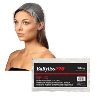 BaByliss PRO Bonnet en plastique transparant jetable - 100/pqt BaByliss PRO Bonnet en plastique transparant jetable - 100/pqt