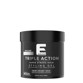 Elegance By Sadapack 3 Triple Action Hair Gel, Strong, Shine and Volume - Extra Strong Hold (500ml/17.6oz) Grey