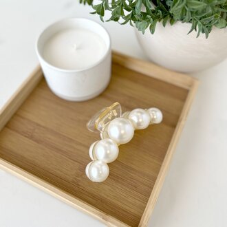 Pince à cheveux translucide grande - 5 perles
