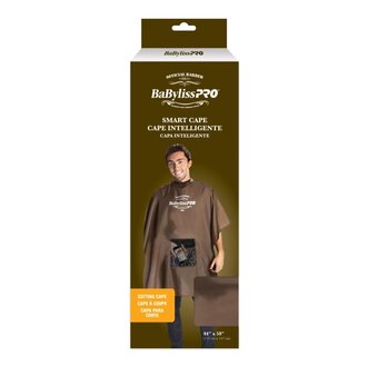 BaByliss PRO Cape de coupe en nylon "Smart" avec logo barbier (112cm/44" x 147cm/58") - Brun BaByliss PRO Cape de coupe en nylon "Smart" avec logo barbier (112cm/44" x 147cm/58") - Brun