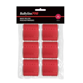 BaByliss PRO Self-Gripping Velcro Magic Rollers (6x65mm ) - Red