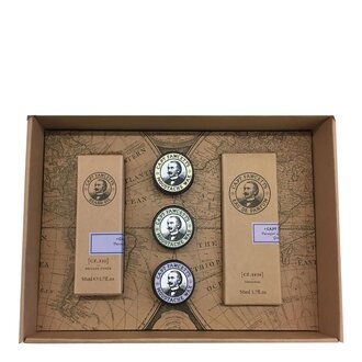 Captain Fawcett's Boîte cadeau Eau De Parfum, cire à moustache & huile à barbe