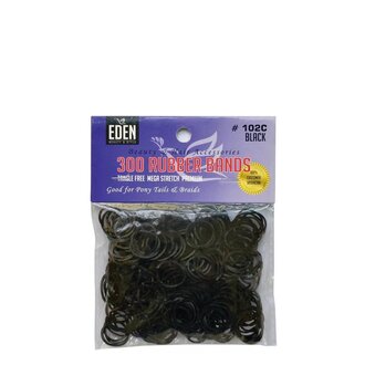 Eden Hair Accessories Élastiques pour queues de cheval # 102 (Paquet 300) - Noir Eden Hair Accessories Élastiques pour queues de cheval # 102 (Paquet 300) - Noir