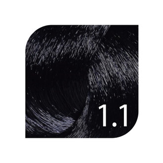 HueSee 1.1/1A - Black Ash / Color Cream Permanent Hair Color (100ml/3.38oz)
