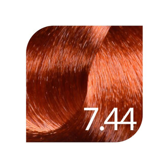 HueSee 7.44/7CC - Medium Blonde Intense Copper / Color Cream Permanent Hair Color (100ml/3.38oz)