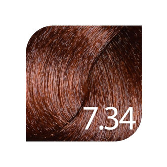 HueSee 7.34/7Gc - Medium Blonde Gold Copper / Color Cream Permanent Hair Color (100ml/3.38oz)