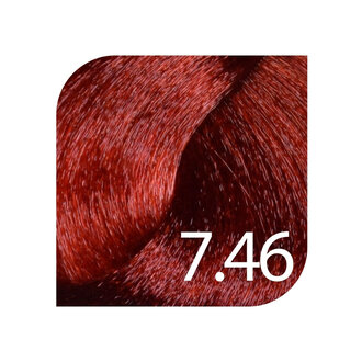 HueSee 7.46/7Cr - Medium Blonde Copper Red / Color Cream Permanent Hair Color (100ml/3.38oz)