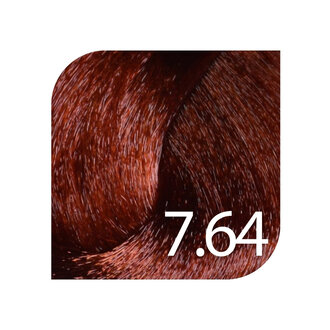 HueSee 7.64/7Rc - Medium Blonde Red Copper / Color Cream Permanent Hair Color (100ml/3.38oz)
