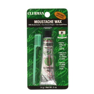 Clubman Pinaud Moustache Wax with Brush Comb - Chestnut Light Brown (14g/0.5oz)