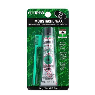 Clubman Pinaud Moustache Wax with Brush Comb - Black (14g/0.5oz)