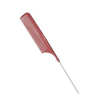 Hercules Sägemann Peigne à queue métallique antistatique Carbon 18 (223mm/8.75") - Rouge