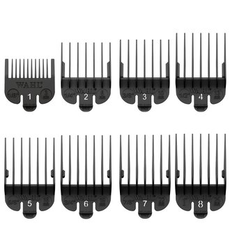 WAHL Professional Ensemble de 8 guide de coupe en nylon #53153 - Noir
