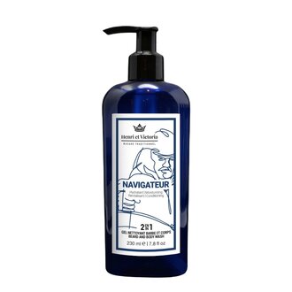 Henri et Victoria Gel nettoyant 2 en 1 barbe et corps "Navigateur" (230ml/7.8oz) Henri et Victoria Gel nettoyant 2 en 1 barbe et corps "Navigateur" (230ml/7.8oz)
