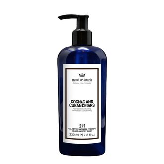 Henri et Victoria Gel nettoyant 2 en 1 barbe et corps "Cognac and Cuban Cigars" (230ml/7.8oz) Henri et Victoria Gel nettoyant 2 en 1 barbe et corps "Cognac and Cuban Cigars" (230ml/7.8oz)