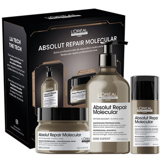 L'Oréal Professionnel Trio de réparation moléculaire "Absolut Repair Molecular" (500ml/16.9oz, 250ml/8.5oz, 100ml/3.4oz) L'Oréal Professionnel Trio de réparation moléculaire "Absolut Repair Molecular" (500ml/16.9oz, 250ml/8.5oz, 100ml/3.4oz)
