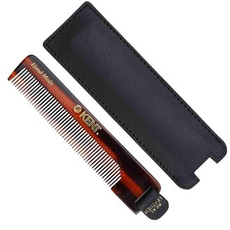 KENT. Peigne de poche avec étui de cuir (112mm/4.4") - Nu 22 Case