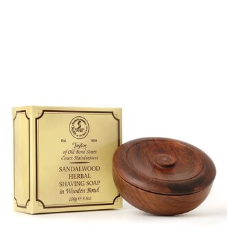 Taylor of Old Bond Street Sandalwood - Herbal Shaving Soap in wooden bowl (100g/3.5oz)