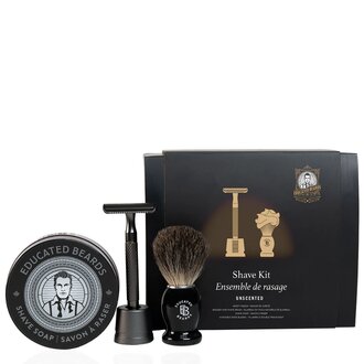 Educated Beards Ensemble de rasage "Unscented Shave Kit" - 5 Pièces