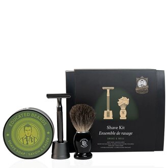 Educated Beards Ensemble de rasage "Smoke & Moss Shave Kit" - 5 Pièces
