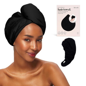 Kitsch Serviette à cheveux écologique "Hair Towel Turban" - Noir
