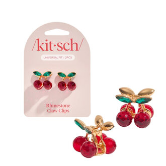 Kitsch Mini Rhinestone Claw Clips - Cherry (2/Pack)