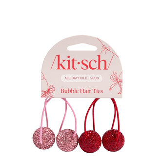 Kitsch Bubble Hair Ties - Red & Pink (2/Pack)