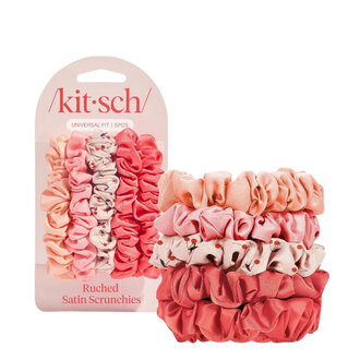 Kitsch Ruched Satin Scrunchies - Assorted Cherry Blossom (5/Pack)