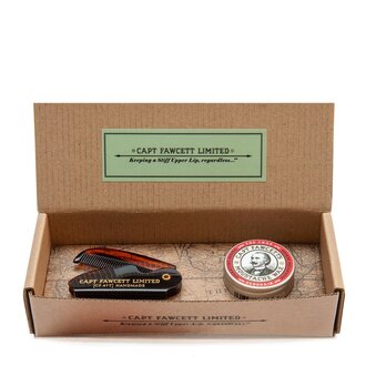 Captain Fawcett's Ensemble cire à moustache "The Chap" et peigne à moustache de poche pliable CF.87T  (15ml/0.5oz)