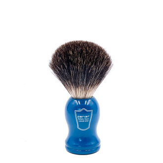 Parker Blaireau de rasage en poils de blaireau noir "Black Badger" avec manche en bois bleu - Medium (20mm/0.79") - BLBB