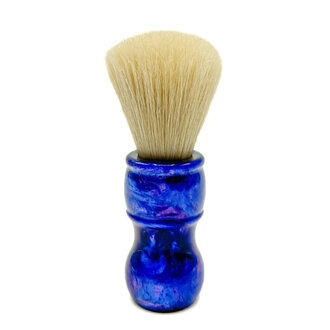 Parker Shaving Brush with 100% Deluxe Boar Bristles and Iridescent Blue Resin Handle - Medium (24mm/0.94") - BLBO2