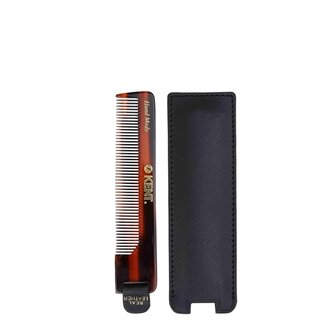 KENT. Peigne de poche avec étui de cuir (112mm/4.4") - Nu 22 Case