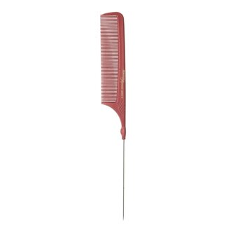 Hercules Sägemann Peigne à queue métallique antistatique Carbon 18 (223mm/8.75") - Rouge