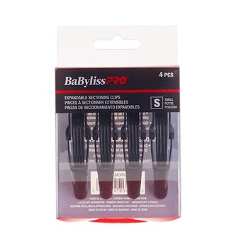 BaByliss PRO Pinces de sectionnement extensible 9cm/3.5" - (Paquet de 4) Petit - Noir
