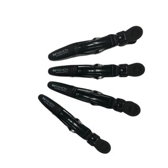 INfashion Professional Pinces à cheveux extensibles 11cm/4.33" (paquet de 4) - Noir