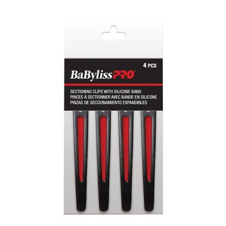 BaByliss PRO Pinces à sectionner avec bande de silicone 11.4cm/4.5" - (Paquet de 4) Noir