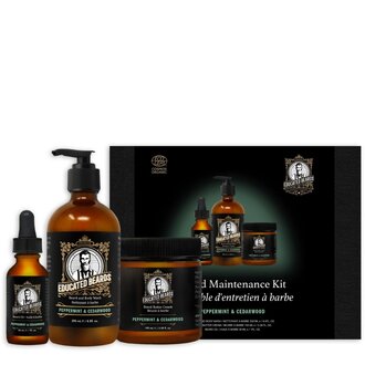 Educated Beards Ensemble d'entretien de la barbe "Peppermint Cedarwood Beard Maintenance Kit" - 3 Pièces