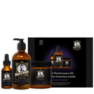 Educated Beards Ensemble d'entretien de la barbe "Balsam Eclipse Beard Maintenance Kit" - 3 Pièces